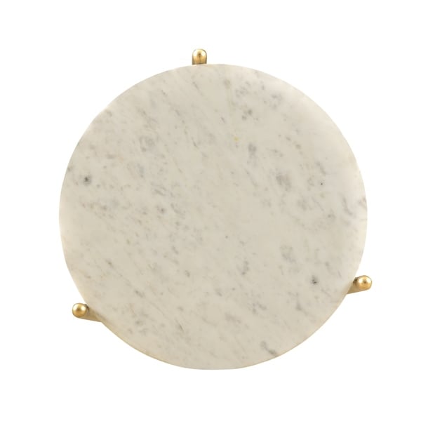 Somette 3-Tier Accent Table, White Marble and Gold Powder Coat - 16