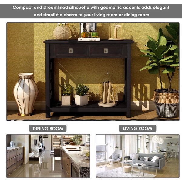 Console Table with Shelf and 2 Drawers, Entryway Accent Sofa Table