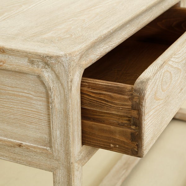 Artissance Reclaimed Peking Console Table With 3 Drawers and Weathered White Wash Finish, 34 Inch Tall