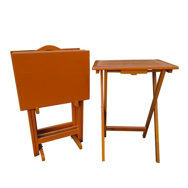 Classic Folding TV Trays Tables,Snack Table, Side Table for Eating at Couch, Easy Assembly (Set of 4)