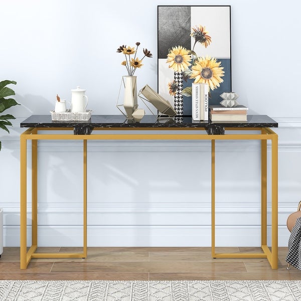 Modern Console Table, Extra Long Entryway Table with Metal Frame for Entryway, Hallway, Living Room, Foyer, Corridor