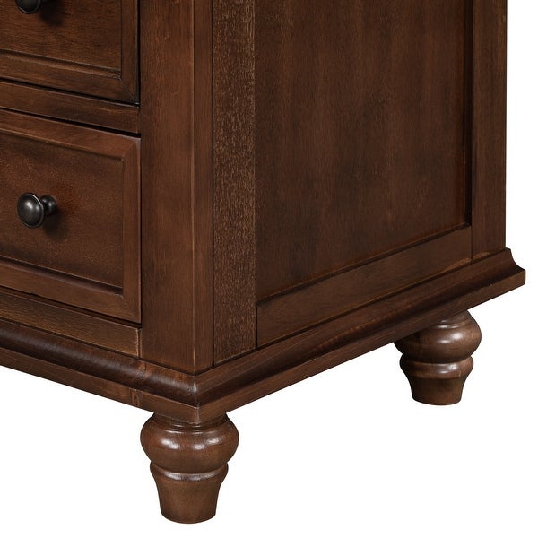 Simple Exquisite Storage Wood Cabinet with 3-Drawer, End Table with Pull out Tray for Living Room, Bedroom, Kitchen, Dining Room