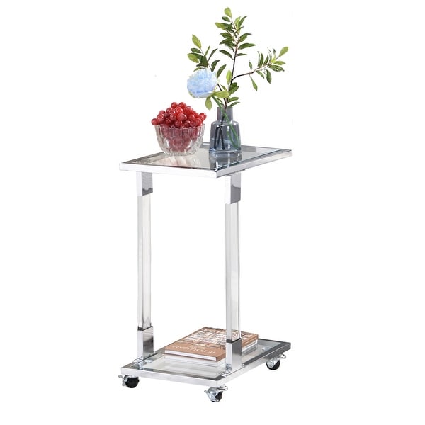 Sofa Table,Glass Top C Shape Square Table