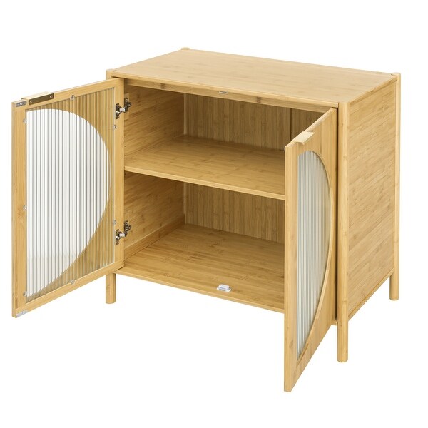Bamboo 2 door cabinet, Buffet Sideboard Storage Cabinet, Buffet Server Console Table