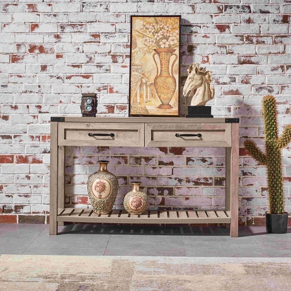 47 Inch Wide Console Table With Drawers And Shelf For Living Room, Entrance