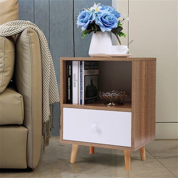 Modern End Table Side Table Nightstand with Drawer and Shelf