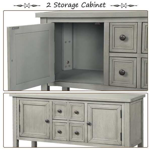 Retro Style Buffet Sideboard Wood Console Table with Bottom Shelf, Easy Assemble, for Living Room, Kitchen, Entryway