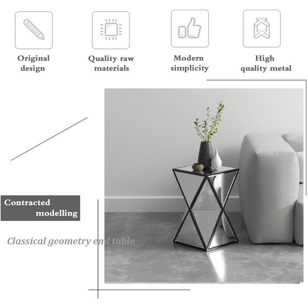 Side Table Silver Accent Table, Drum End Table for Living Room Bedroom
