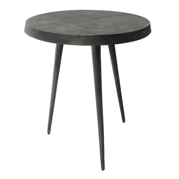 23 Inch Round Modern Minimalist Metal Side Table with Tripod Base, Charcoal Black - 18.75 L x 18.75 W x 22.5 H Inches