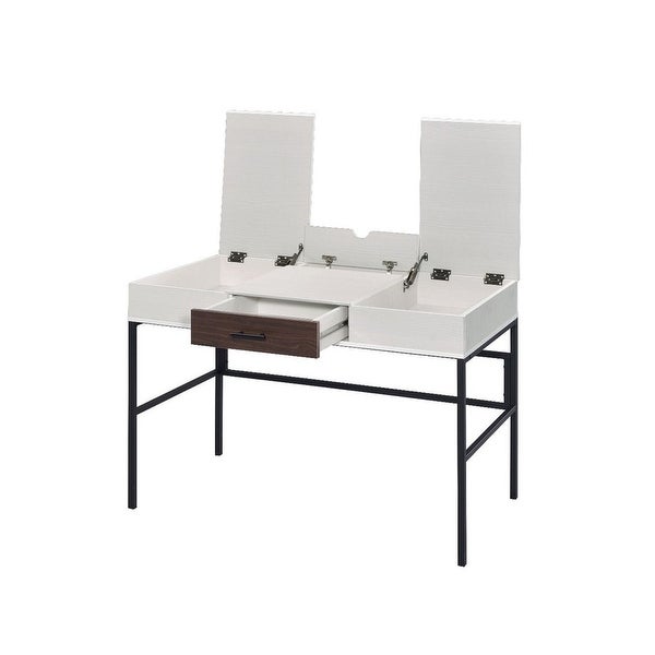 AOOLIVE Verster Built-in USB Port Writing Desk,White andBlack Finish