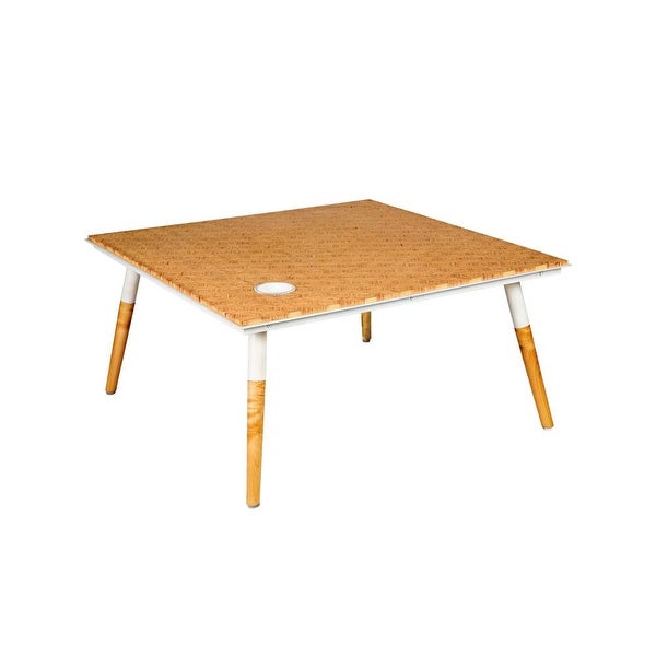 Paige 31 Inch Illusion Rectangular Wooden Coffee Table, Wood Brown, White - 30.1
