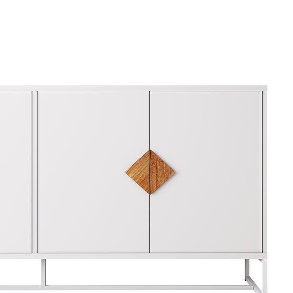 White Modern Sideboard,Kitchen Storage Cabinet with Metal Legs