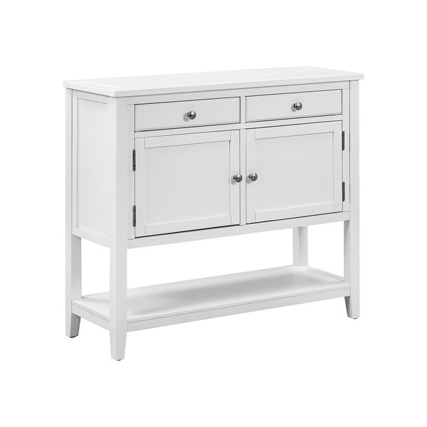 39'' Modern Console Table Sofa Table for Living Room with 2 Drawers, 2 Cabinets and 1 Shelf