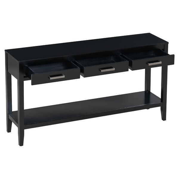 3-Drawer Console Table with 1 Shelf, Classic Entrance Storage Display Table for Entryway, Living Room, Hallway