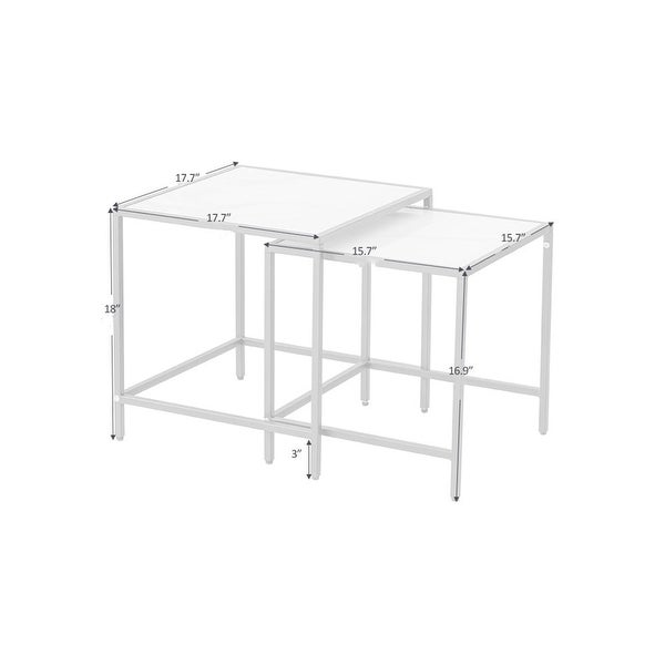 End/Side Table, Night Stand 2-Piece Set, Square Sintered stone Top