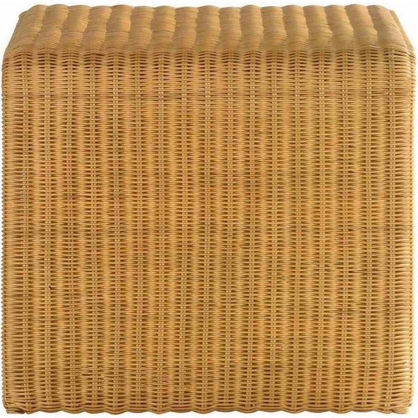 22 Inch Side End Table, Woven Rattan Frame, Waterfall Edges, Square Surface - 22L x 22W x 20H, in inches