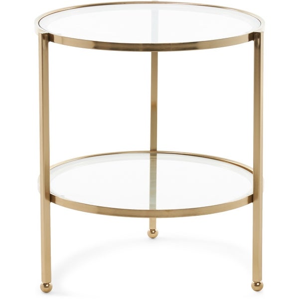 Adore Decor Addison Modern Glass and Metal Side Table, Decorative Small Accent for Living Room, 18