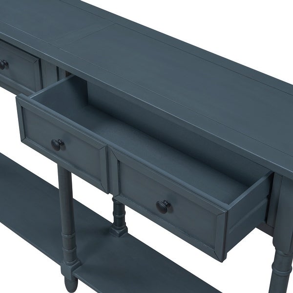 Console Table Sofa Table with Two Storage Drawers and Bottom Shelf for Living Room, Entryway