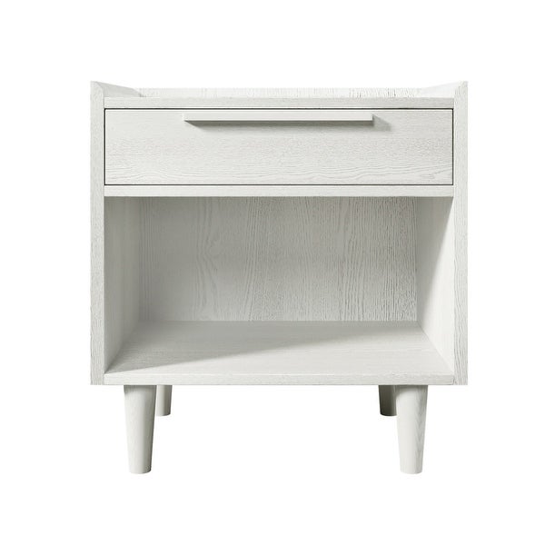 Modern Style Manufactured Wood 1 Drawer Nightstand Side Table with Wood Legs, White