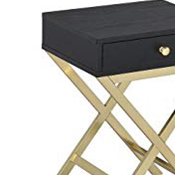 Stylish Side Table, Black and Gold