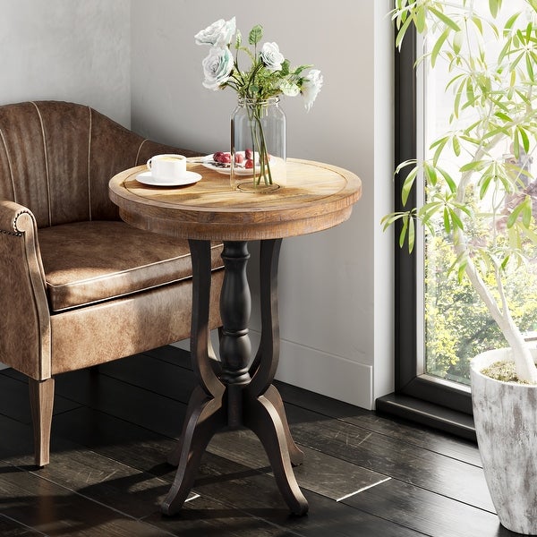 COZAYH Rustic Farmhouse End Table, Natural Top Side Table for Family, Dinning or Living Room, Handcrafted Finish, Modern