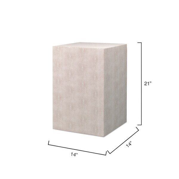 Alden Décor Esme Faux-Shagreen Square Side Table, Cream