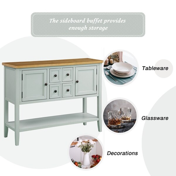 Table buffet sideboard Sofa table with storage drawers, cabinets and bottom shelf