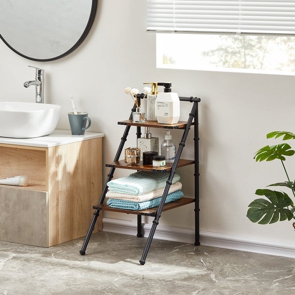 VECELO, Triangular Side Table With 3-tier Storage Shelves(1PCS/2PCS)