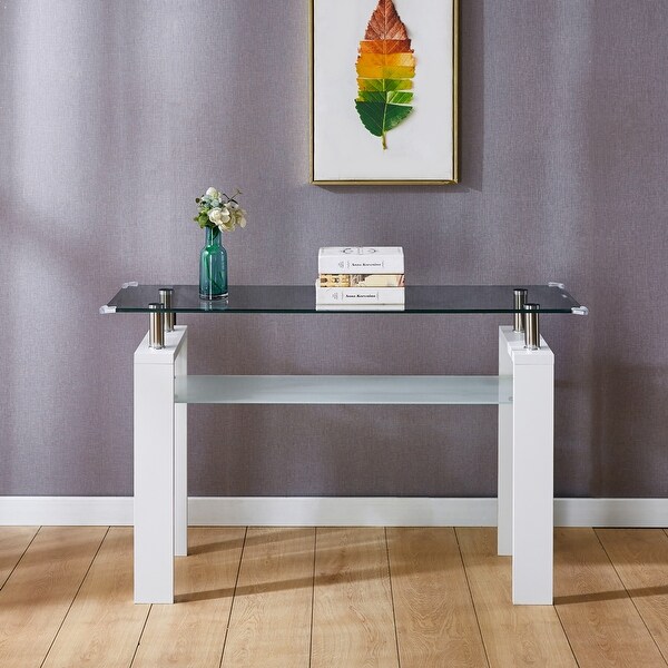MDF Console Table, Tempered Glass Top