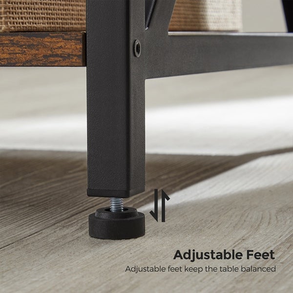 Nightstand, 3-Tier Side Table with Storage Shelf, End Table Steel Frame, for Bedroom, Living Room, Rustic Brown and Black