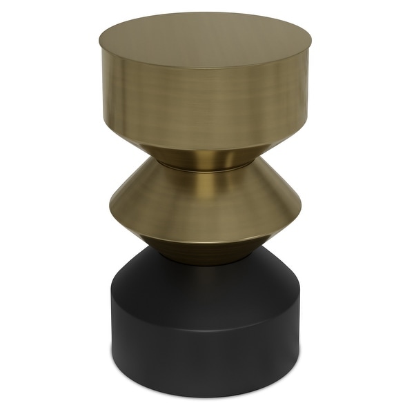 WYNDENHALL Clover Modern 14 inch Wide Metal Side Table in Black/Brass, Fully Assembled - 14