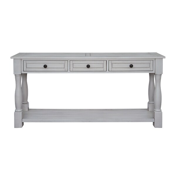 Long Extra-thick Sofa Console Table with Drawers and Shelf