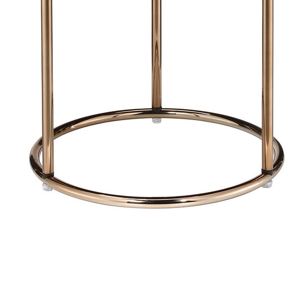 21.75 Inches Wooden Lipped Edge Side Table with Metal Legs, Brown