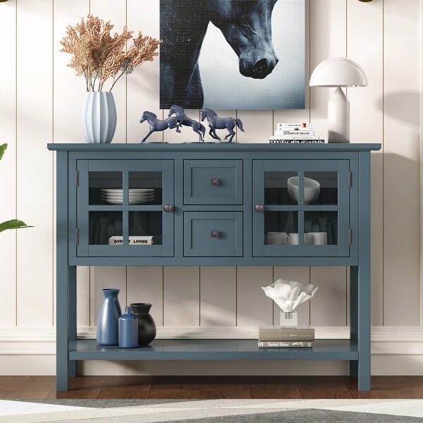 Global Pronex 45'' Modern Console Table Sofa Table for Living Room with 2 Drawers, 2 Cabinets and 1 Shelf