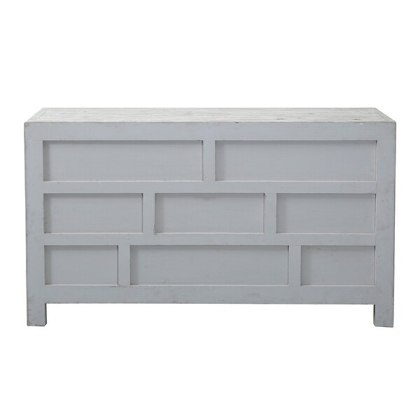 Artissance Shandong Side Table With 8 Drawers and Antique Off White Finish, 35 Inch Tall