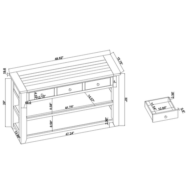Side Table Console Table, Sofa Side Table with 3 Drawers and 2 Shelves