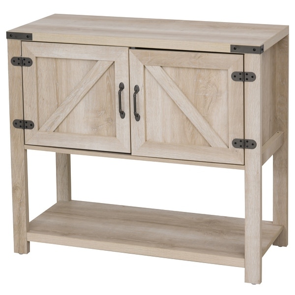 HOMCOM 2-Door Free Standing Storage Cabinet with Bottom Shelf, Kitchen Cupboard, Entryway Storage Cabinet