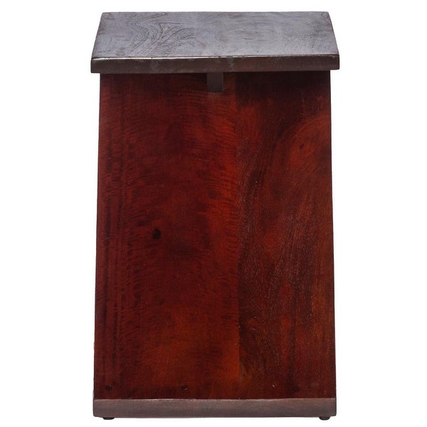 Mango Wood Side Table with Z Shaped Design, Dark Oak Brown - 21 L X 16 W X 24 H