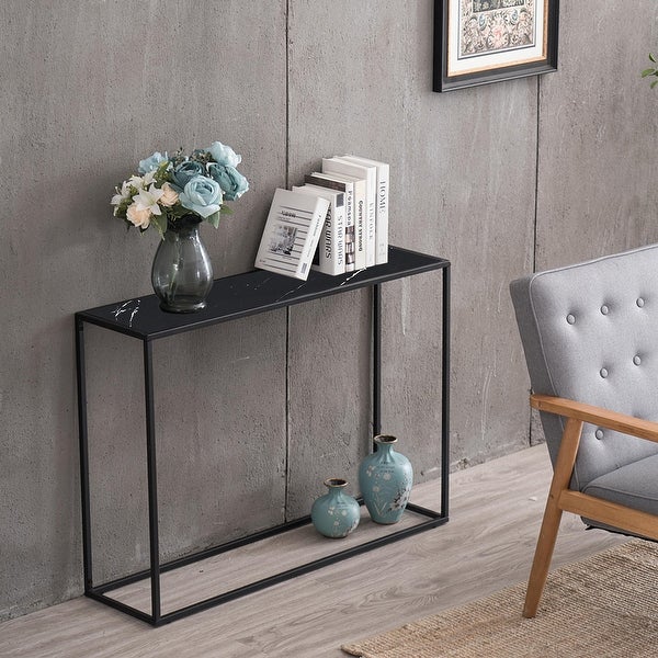 Metal Console Talbe Sideboard Cabinet Minimalist Porch Table Sofa Table Side Table, Black