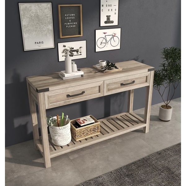 47 Inch Wide Console Table With Drawers And Shelf For Living Room, Entrance
