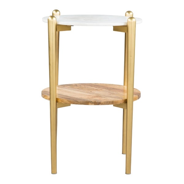 Mina Marble Side Table White and Gold - White, Brown, Gold - 18