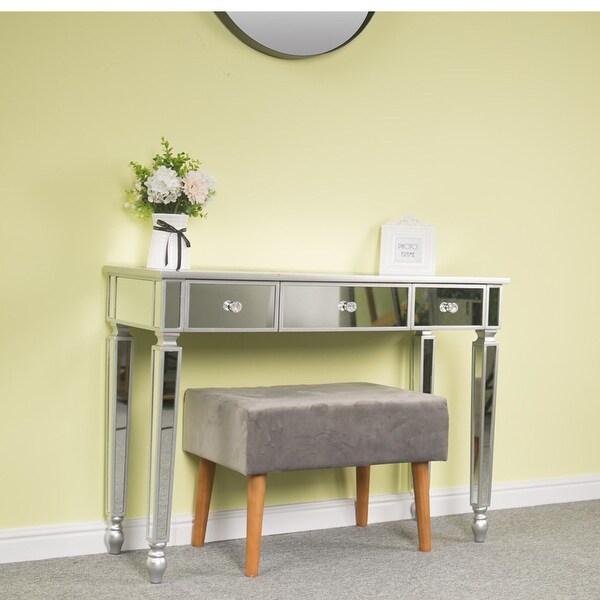 3 Drawers Mirror Table Dressing Table Console Table,Foyer Sofa Table Narrow for Entryway, Living Room, Hallway - 41.73