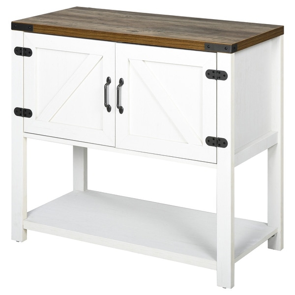 HOMCOM 2-Door Free Standing Storage Cabinet with Bottom Shelf, Kitchen Cupboard, Entryway Storage Cabinet