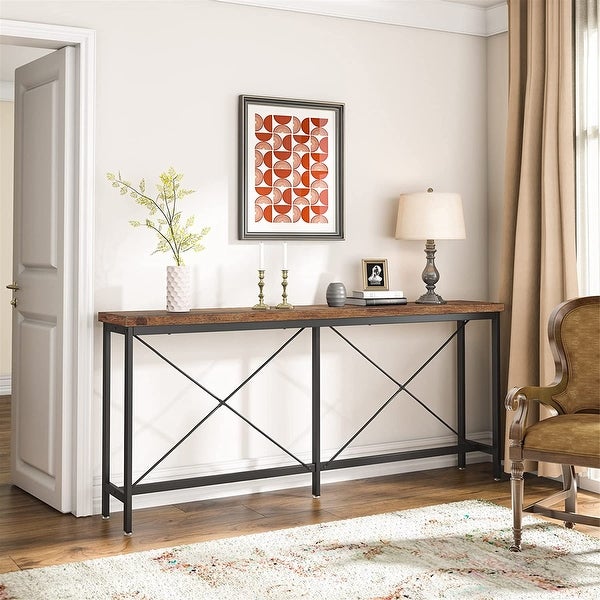 71Inches Extra Long Sofa Console Table, Industrial Narrow Entryway Table