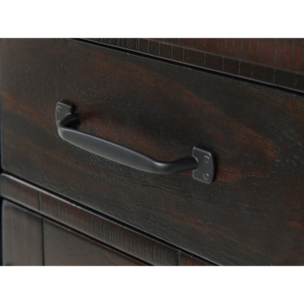 Rustic Chairside Table with hidden Charging Station, Solid Wood