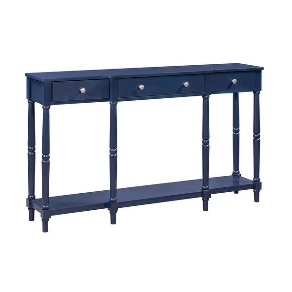 Solid Wood Console Table, Entryway Table with Storage Shelf and Drawer