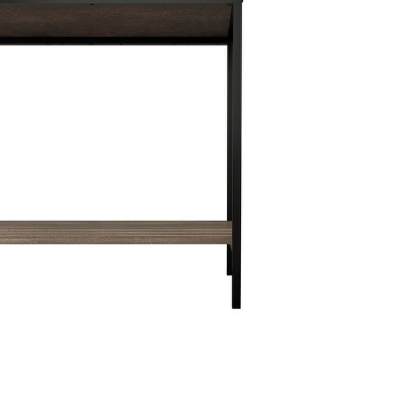 Classic Console Table with Two Top Drawers and Open Shelf, Vintage Storage with Sturdy Metal Frame.