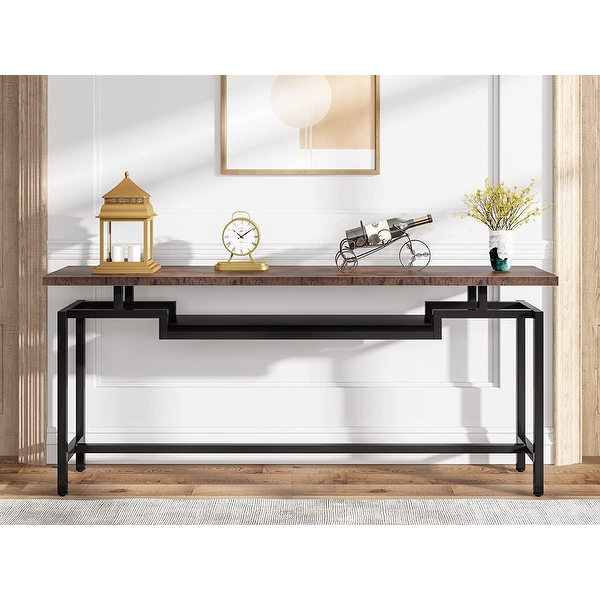 70.9 inch Console Table, Narrow Long Behind Sofa Table with 2 Ties for Entryway, Hallway, Living Room, Rustic Brown
