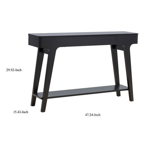 Lue 47 Inch Wood Console Sofa Table, 1 Drawer, Bottom Shelf, Black