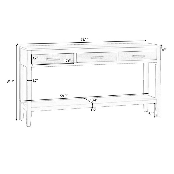 3-Drawer Console Table with 1 Shelf, Classic Entrance Storage Display Table for Entryway, Living Room, Hallway